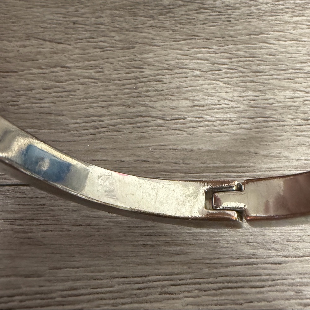 Elegant Silver Tone Abalone Shell Bangle 6” - Picture 2 of 4